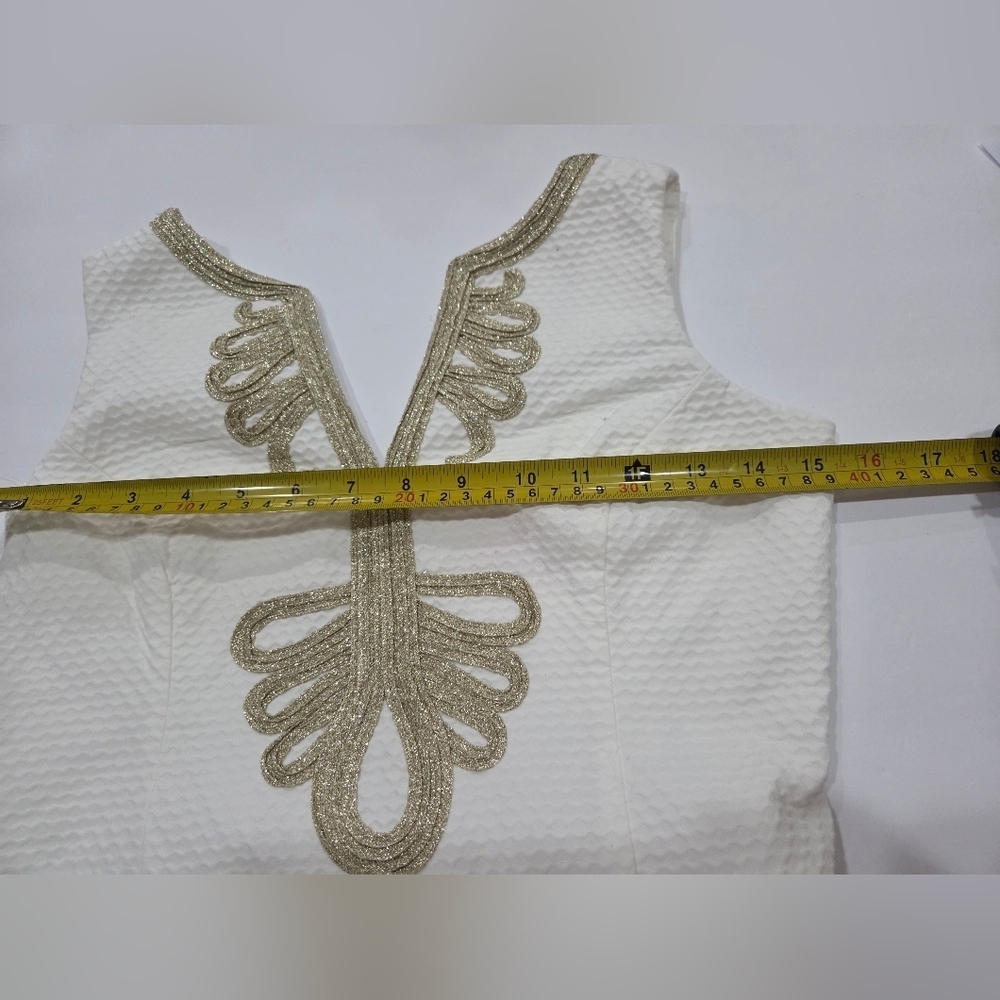 Lilly Pulitzer Elegant White and Gold Women's Dress Sz.00 - Picture 5 of 7